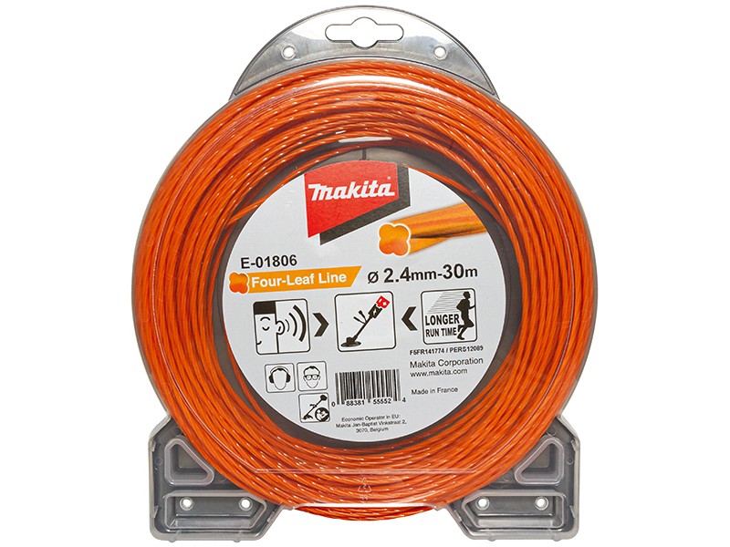 Štiridelna oranžna najlonska nitka Makita, 2.4mm, 30m, E-01806