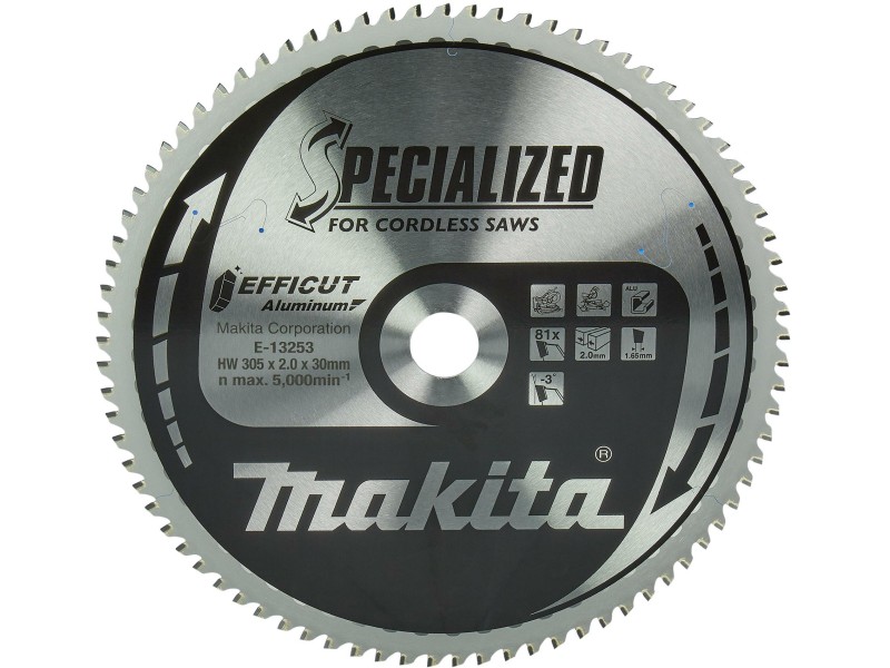 Žagin list Efficut Makita za aluminij, Dimenzije: 305x30x2mm, Zob: 81, E-13253