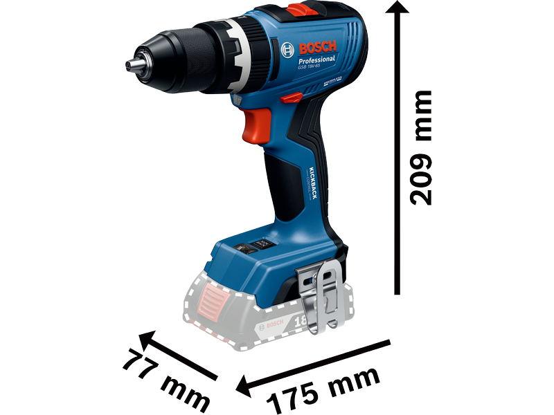 Akumulatorski udarni vrtalnik/vijačnik Bosch GSB 18V-65, 06019N3333