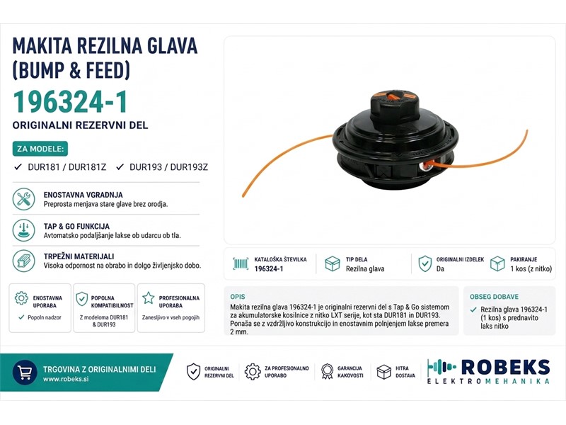 Glava za rezalno nitko Makita, za EM2511LH, EM2654LH, 196324-1