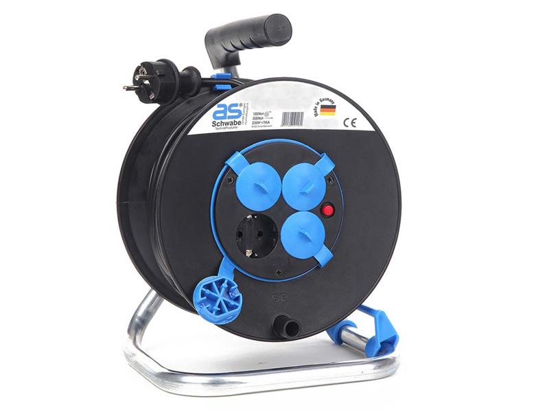 Kolutni električni podaljšek AS SCHWABE za 4 vtičnice z zaščitnimi pokrovčki