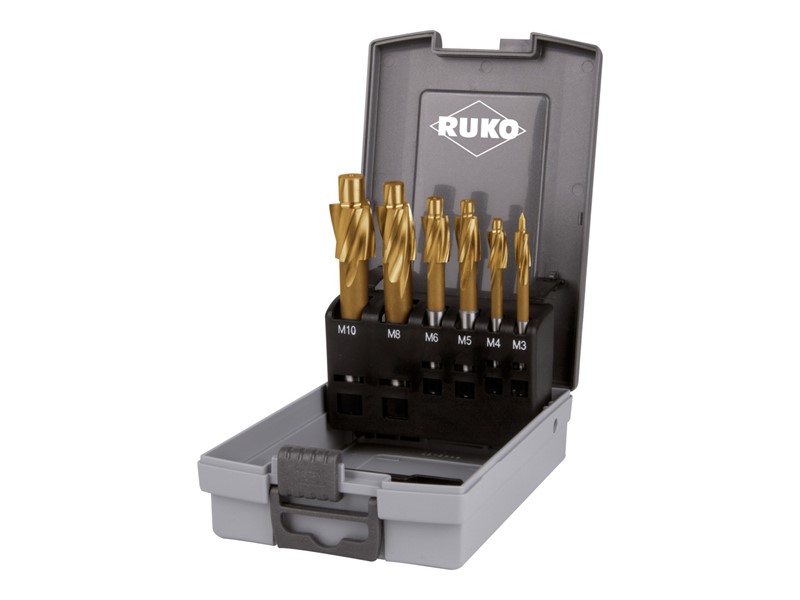 6-delni set ploščatih grezil RUKO, HSS, DIN 373, 180°, TiN, 102450TRO