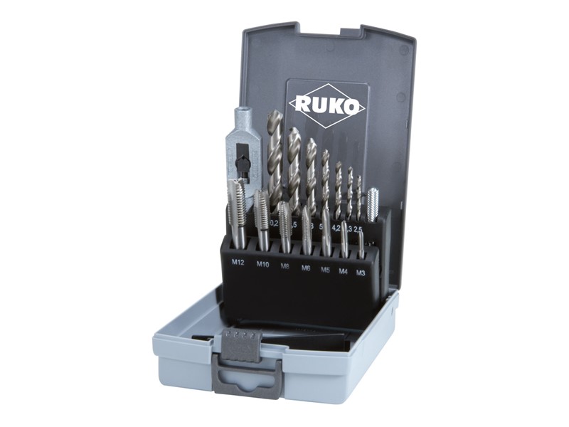 15-delni set ročnih navojnih svedrov RUKO, HSS, DIN 352, 245004RO