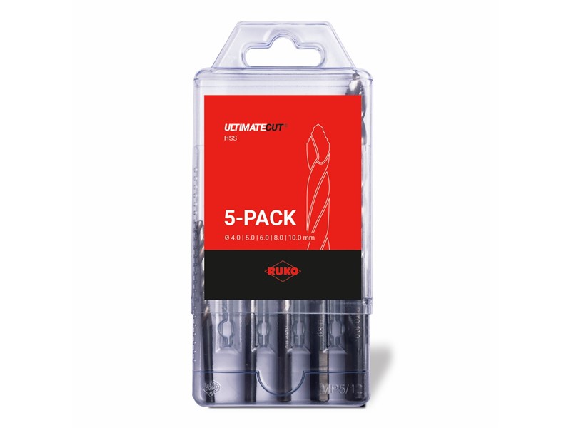 5-delni set svedrov za kovino RUKO, ULTIMATECUT FLOWSTEP, HSS, DIN 338, tip FLOWSTEP, tristransko vpetje, 259205RO