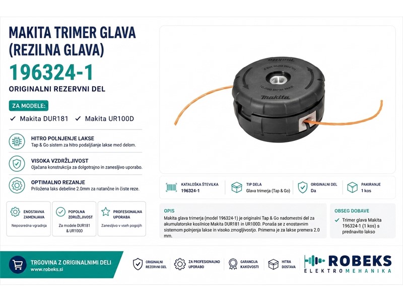 Rezilna glava Makita M10/M8, O 2,4 mm × 3 m – 1914R6-0