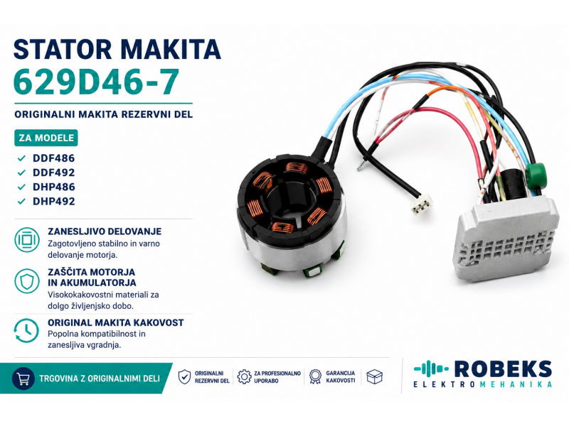 Stator Makita, za DDF486, DDF492, DHP486, DHP492, 629D46-7