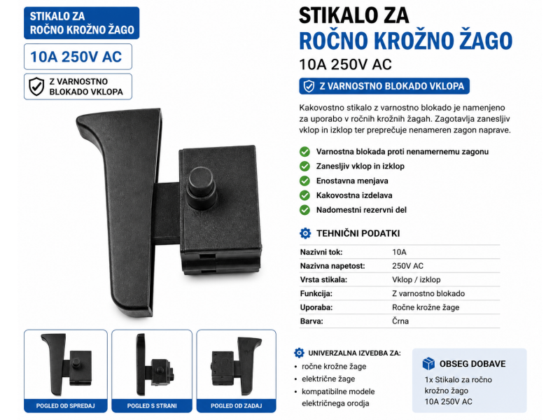 Stikalo BLAUFKRAFT BWS230-2050s, A 4–10/2B, 10A, 250V, PW008