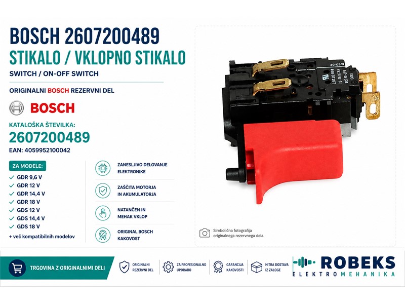 Stikalo Bosch GDR 14,4 V, GDR 12 V, GDR 18 V, GDS 12 V,  GDR 14,4 V-LI, 2607200489