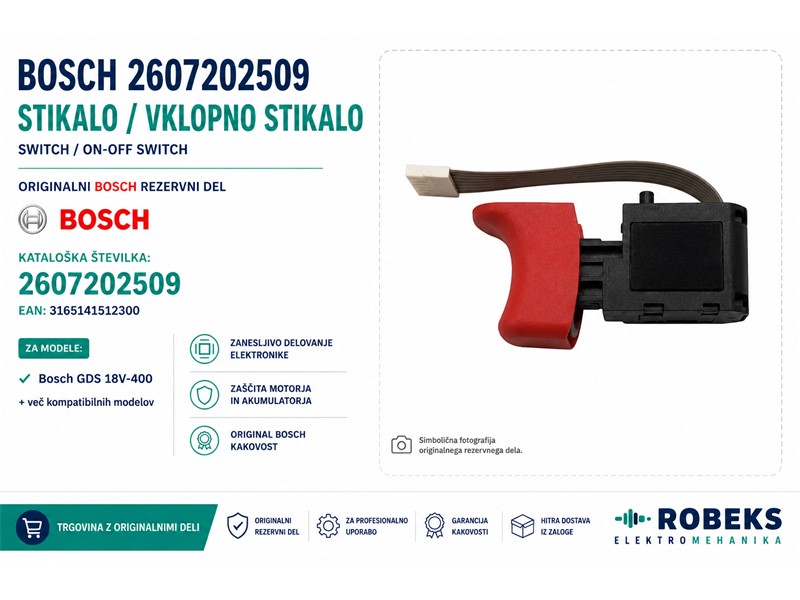 Stikalo Bosch, za GDS 18V-400, 2607202509