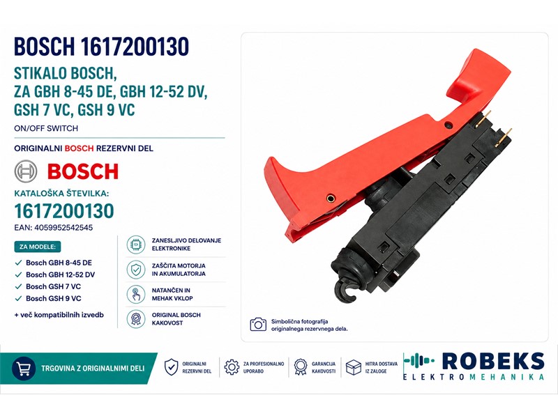 Stikalo Bosch, za GBH 8-45 D/DV, GBH 12-52 D/DV, GSH 7 VC, 1617200130
