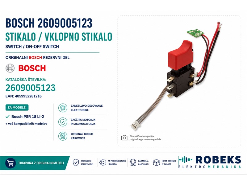 Stikalo Bosch, za PSR 18 LI-2, 2609005123