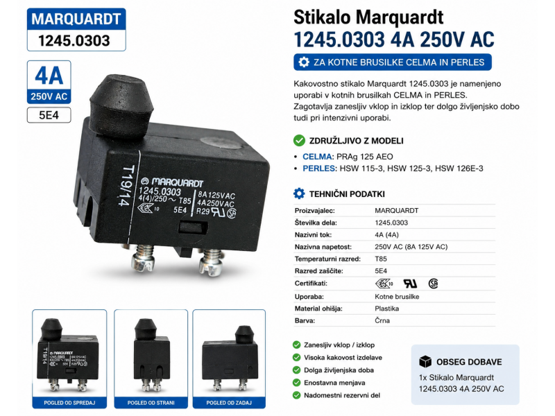 Stikalo Marquardt 1245.0303, 4A, 250V AC, 5E4, PW058