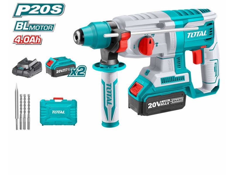 Akumulatorsko rotacijsko kladivo TOTAL TRHLI202287, SDS-Plus, 20V, 2.5J, 6.3kg