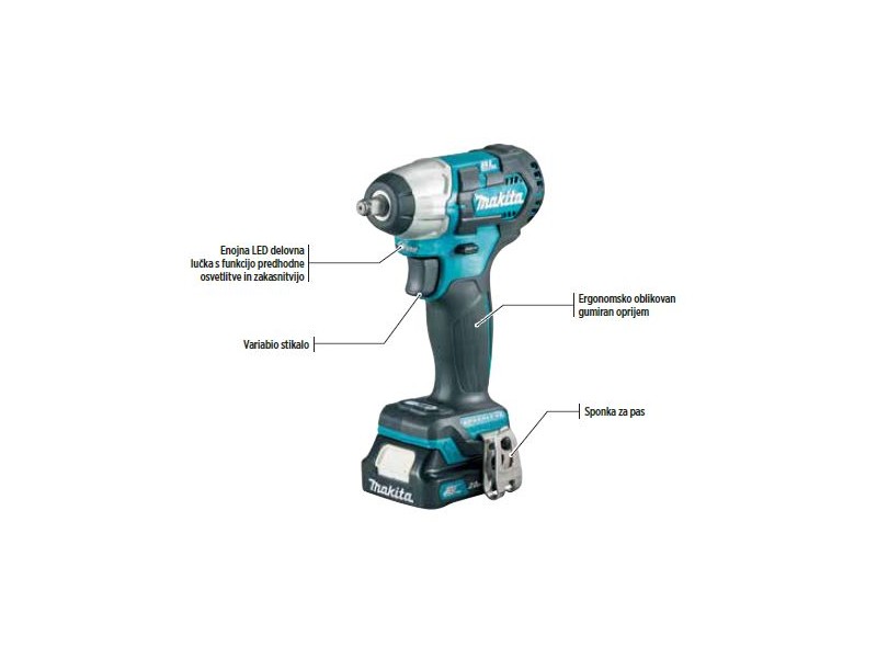 Akumulatorski udarni vijačnik Makita TW160DZ