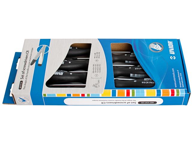 7-delni set ploščato križnih izvijačev Unior