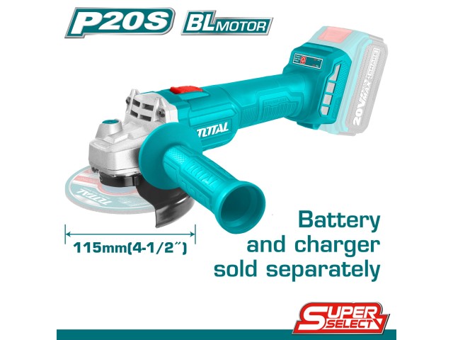 Akumulatorski kotni brusilnik Total 115mm/ 20V/9000rpm/P20S, TAGLI20157