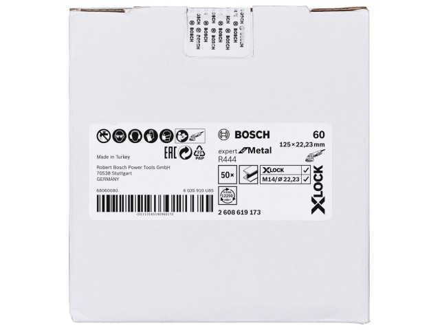 X-LOCK Bosch Vlaknena brusilna plošča, Bosch Expert for Metall, Pakiranje: 50kos, Dimenzije: 125x22,23mm, Zrnatost: 60, 2608619173