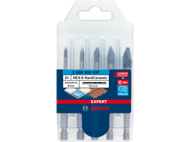 5-delni komplet svedrov Bosch EXPERT HardCeramic HEX-9, Dimenzije: 4/5/6/8/10mm, 2608900597