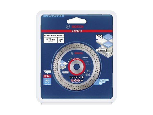 Diamantna rezalna plošča Bosch EXPERT HardCeramic, Dimenzije: 76x76x1,5x10mm, 2608900652