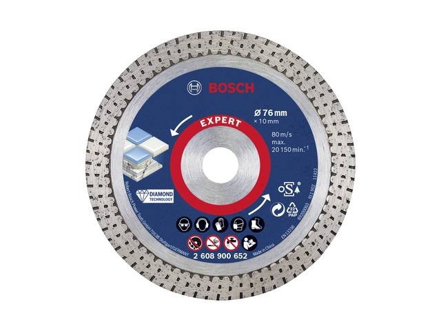 Diamantna rezalna plošča Bosch EXPERT HardCeramic, Dimenzije: 76x76x1,5x10mm, 2608900652