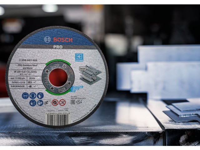 Vezana rezalna plošča Bosch PRO Stainless Steel and Metal, 125 x 0,8 x 22,23 mm, ravna, 2608603488