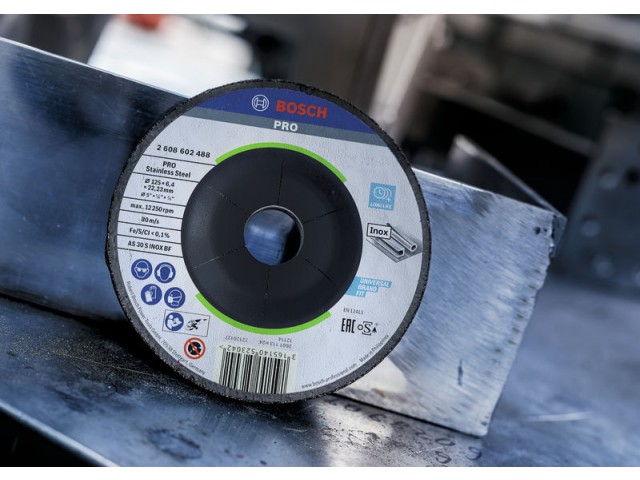 Brusna plošča Bosch PRO Stainless Steel, 125 x 6 x 22,23 mm, 2608602488