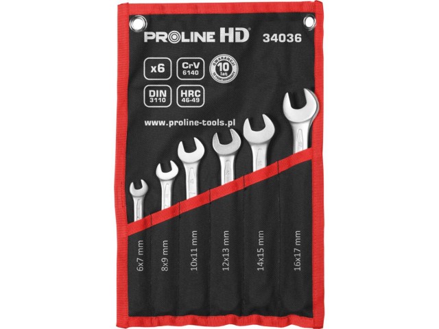 6-delni set vijačnih ključev Proline, Dimenzije: 6x7, 8x9, 10x11, 12x13, 14x15, 16x17mm, 34036