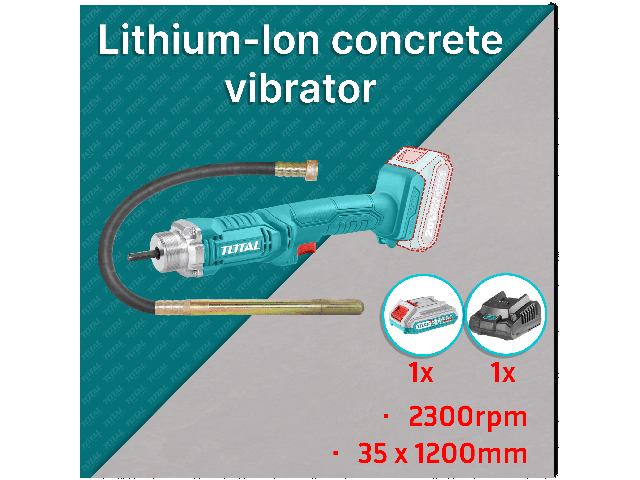 Akumulatorski vibrator za beton2300rpm/20V/2.0Ah-7.5Ah/P20S, TCVLI2023011