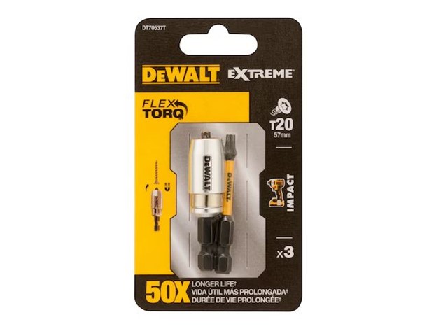 Vijačni nastavek FlexTORQ Dewalt + magnetni nosilec, T25, 57mm, DT70538T