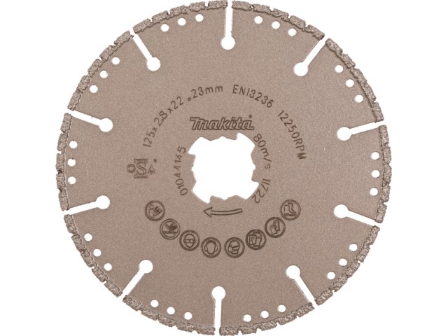 Diamantna rezalna plošča Makita, večnamenska X-LOCK, Dimenzije: 125x22,23x2,8mm, E-19738