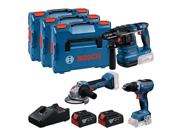 Bosch PRO Komplet 3 orodij 18 V: GSR + GBH + GWS + 2x GBA 5.0 Ah + GAL 18V-40, 0615A5009G