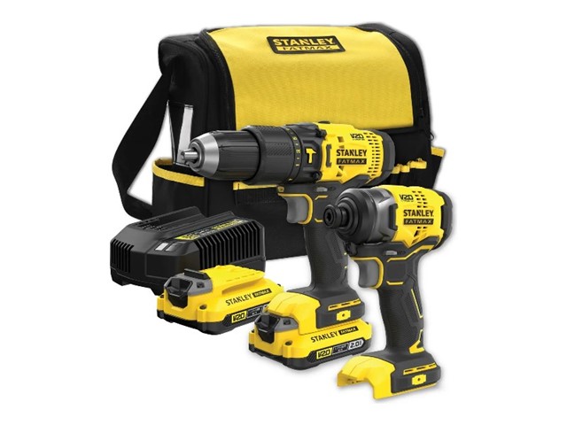 Komplet Stanley FATMAX V20 18 V: udarni vrtalni vijačnik in udarni vijačnik, 2x 2,0 Ah, torba