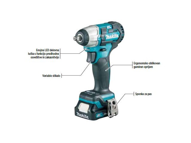 Akumulatorski udarni vijačnik Makita TW160DZ