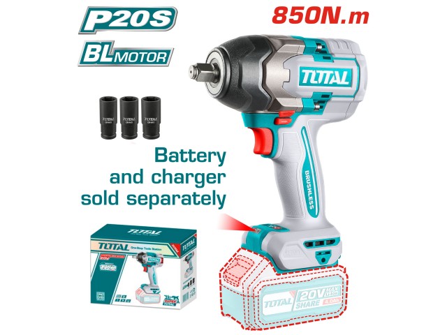 Akumulatorski udarni vijačnik Total 850Nm/1/2”/ INDUSTRIAL, TIWLI20851