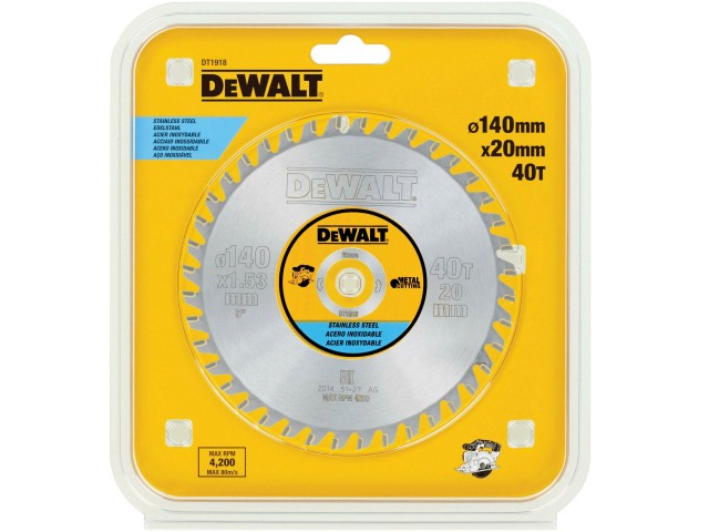 Žagin list Dewalt DT1918 za kovino, Dimenzije: 140x20mm, Zob: 40
