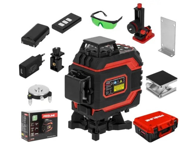 Križno linijski laser Proline zeleni 4 žarki, 25m, 360°