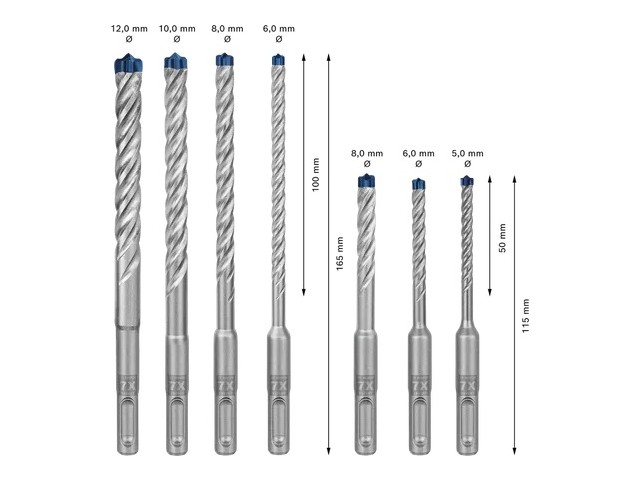 7-delni komplet svedrov Bosch EXPERT, SDS plus-7X, 2608900195