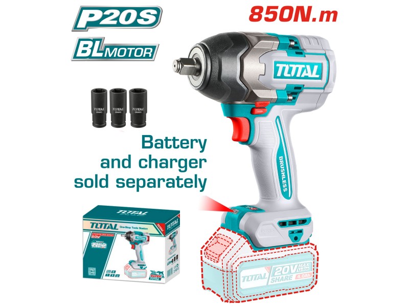 Akumulatorski udarni vijačnik Total 850Nm/1/2”/ INDUSTRIAL, TIWLI20851