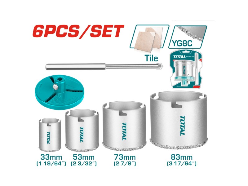 6-delni Total set karbidnih kronskih žag 33/53/73/83mm, TAC44061