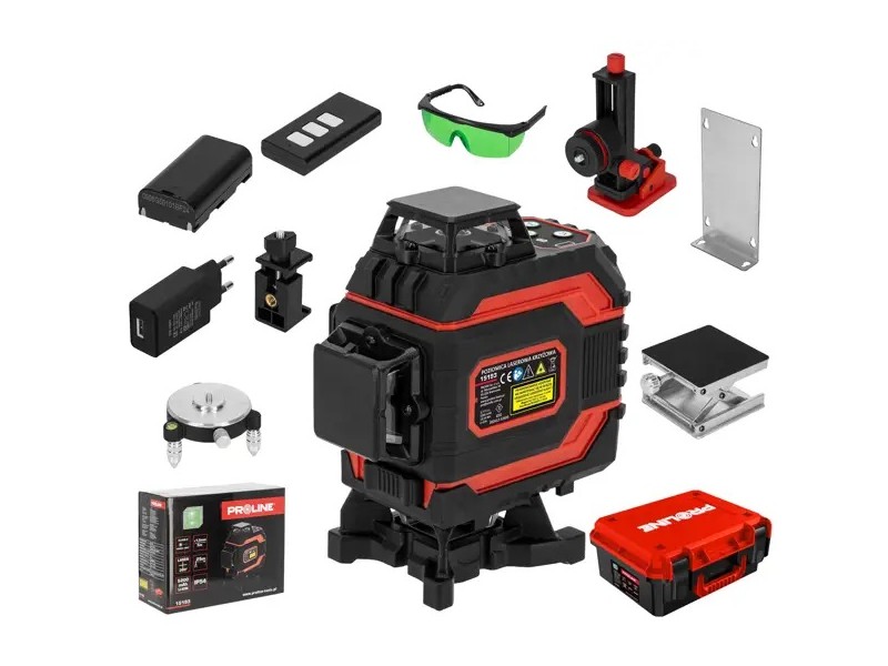 Križno linijski laser Proline zeleni 4 žarki, 25m, 360°