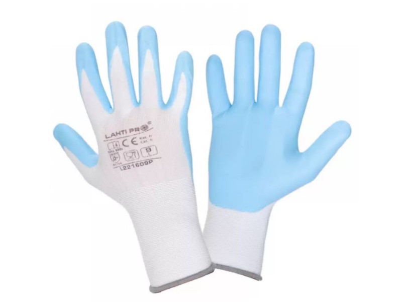Nitrilne rokavice Lahti PRO, belo-modre, XS-2XL