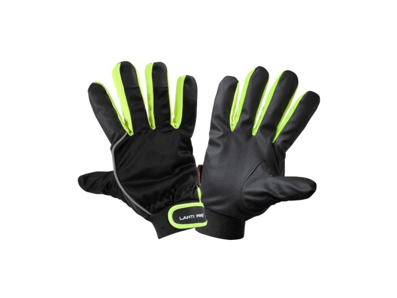 Podložene zaščitne zimske rokavice Lahti PRO, črno-zelene, M-2XL
