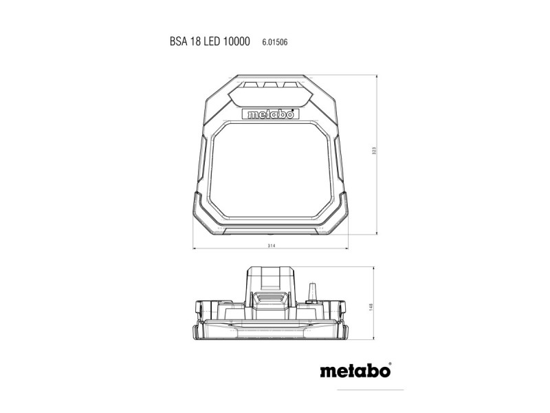 Akumulatorska svetilka za gradbišča Metabo BSA 18 LED 10000, 18V, 10.000lm, 4.1kg, 601506850