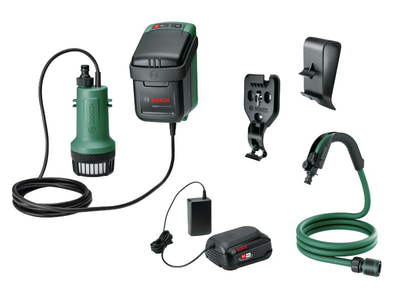 Akumulatorska črpalka za deževnico Bosch GardenPump 18V-2000, 18V,  18V/2,5 Ah, AL 1810 CV, 2000l/h, 2.2kg, 06008C4202