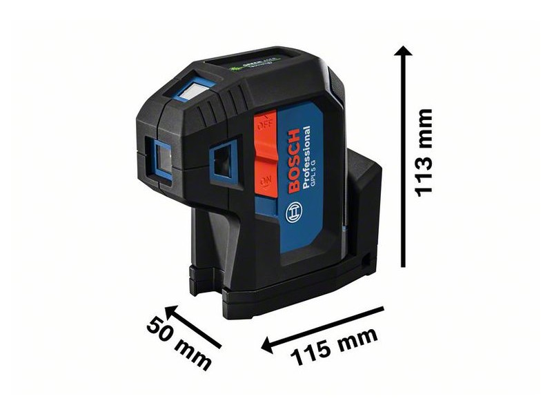 Točkovni laser Bosch GPL 5 G, -10 – 45 °C, 1/4, 2 x 1,5 V LR6, 0601066P00