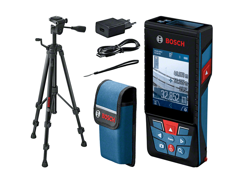 Laserski merilnik razdalj s stojalom Bosch GLM 120 C Bluetooth Smart + BT 150, 0601072F01