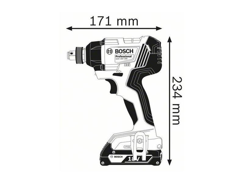 Akumulatorski udarni vijačnik Bosch GDX 180-LI 18V, 180Nm, 2xGBA 2.0Ah+ GAL 18V 40, 06019G5223