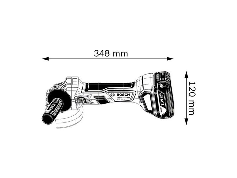 Akumulatorski kotni brusilnik GWS 180-LI, 11.000 min-1, 115 mm, 1,6kg, 06019H9022