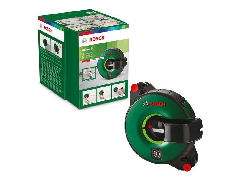 Linijski laser Bosch Atino, 1×1,5V LR6 (AA), 1,5 m, 630 – 650 nm, 0,42 kg, 0603663A01