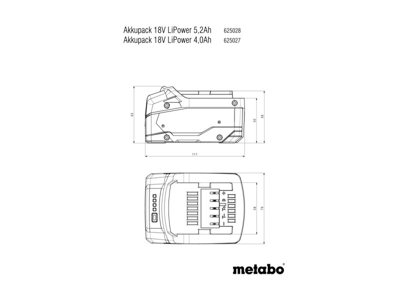 Akumulatorska baterija Metabo Li-Power 18 V - 5,2 Ah, 321001490